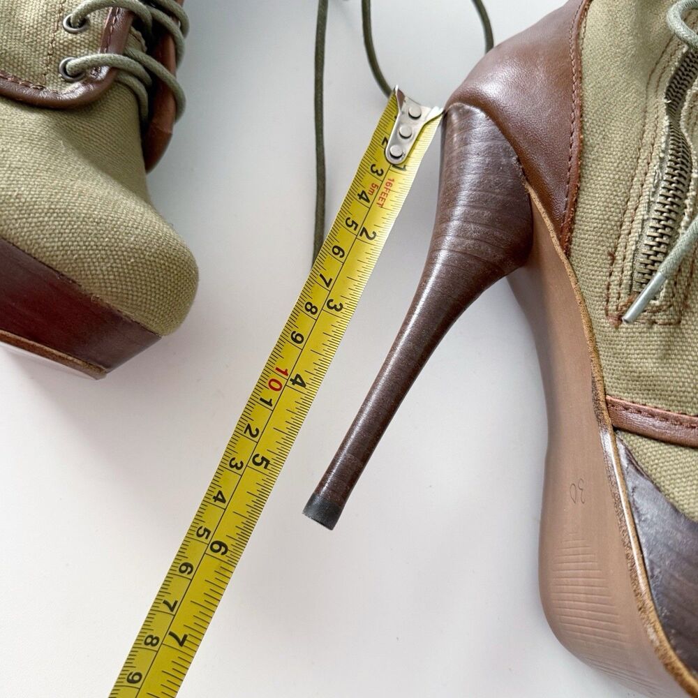 Steve Madden Army Green Stiletto High Heel Ankle Boots Lace Up Combat Military 6 - Picture 5 of 16